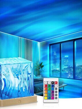 Cube Light Gradual Rotating Flame Wave Effect Colorful Lamp(1 Pack)